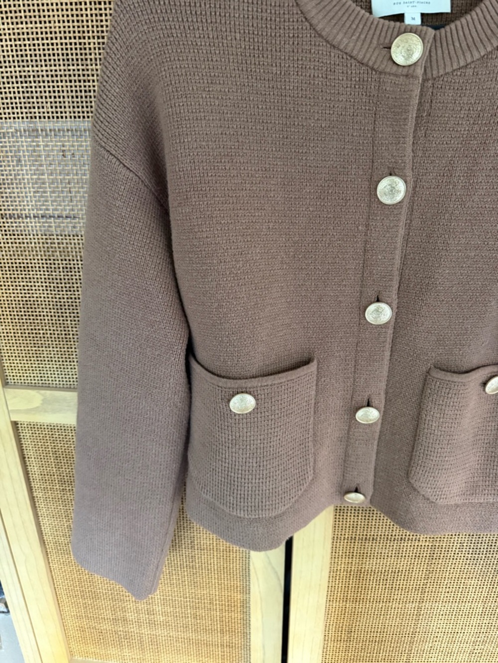 Sezane Valerio Wool Cotton Blend Cardigan in Camel Size Medium EUC - Picture 7 of 16